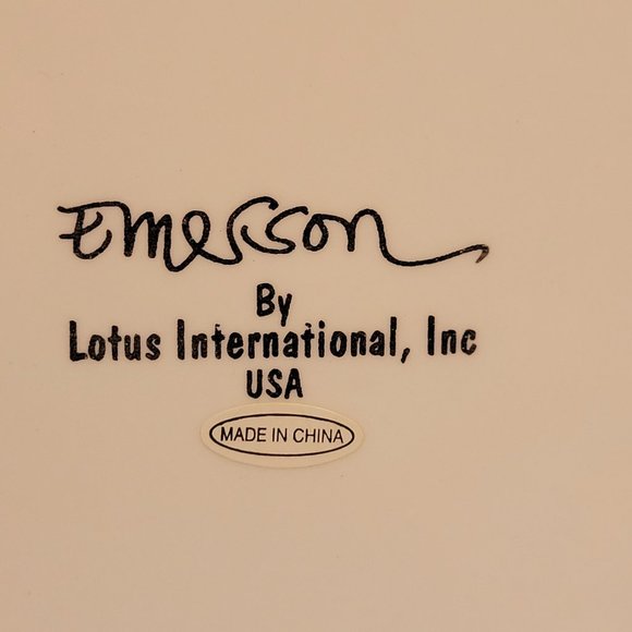 Lotus International Dessert Salad Plates White & Black Emerson Abstract Art - Picture 7 of 8